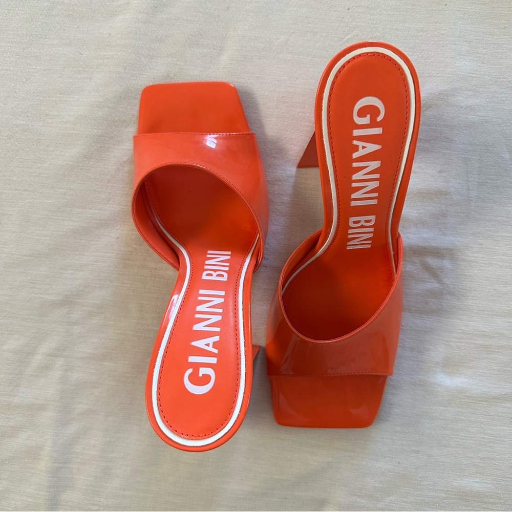Orange block heels